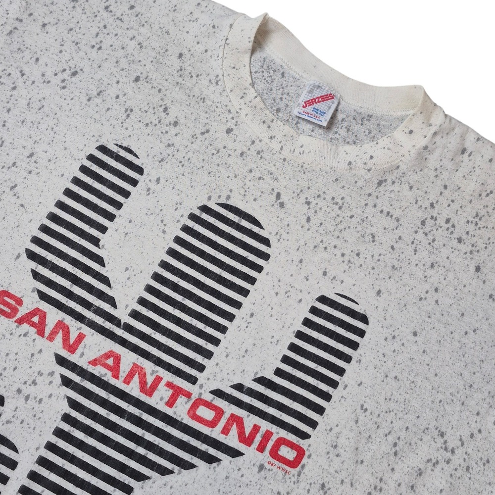 VTG 1987 Jerzees San Antonio Graphic T Shirt Mens‎ Large Speckled Cactus USA
